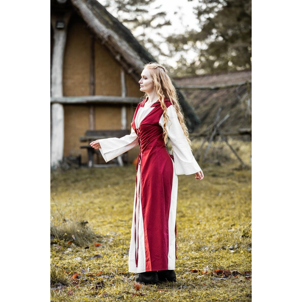 Produktbild Medeltidsklänning Genefe röd-beige