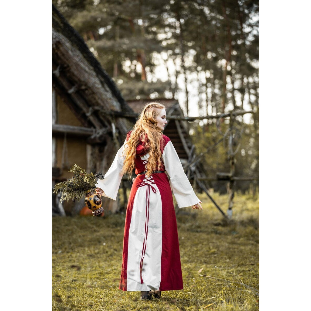Produktbild Medeltidsklänning Genefe röd-beige