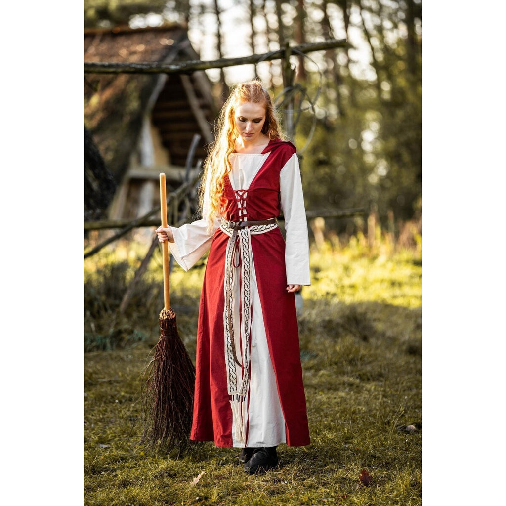 Produktbild Medeltidsklänning Genefe röd-beige