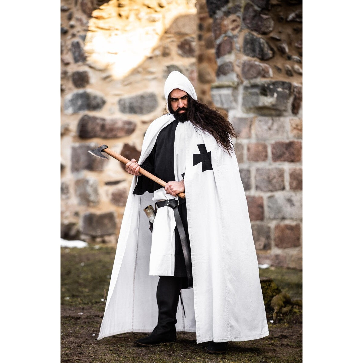 Product image Medieval Templar Knight Cloak Baldwin white-black