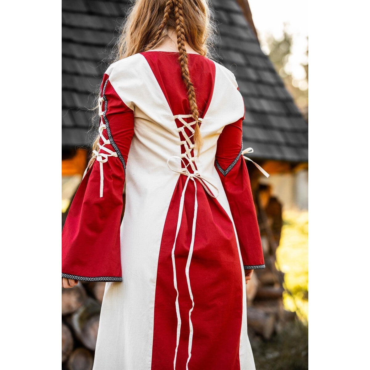 Produktbild Medeltidsklänning Amalia beige-röd
