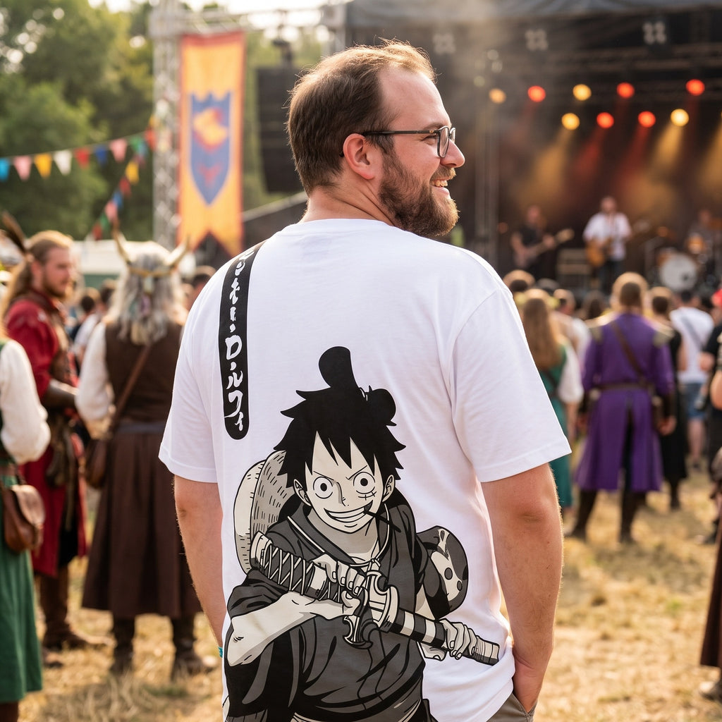 Produktbild One Piece - Luffy oversize T-shirt vit