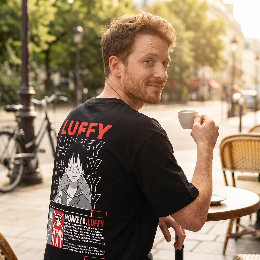 Produktbild One Piece - Monkey D. Luffy oversize T-shirt svart
