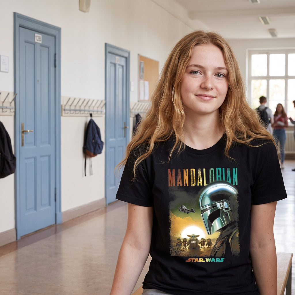 Produktbild Mando och Grogu Poster T-shirt Svart - Star Wars The Mandalorian