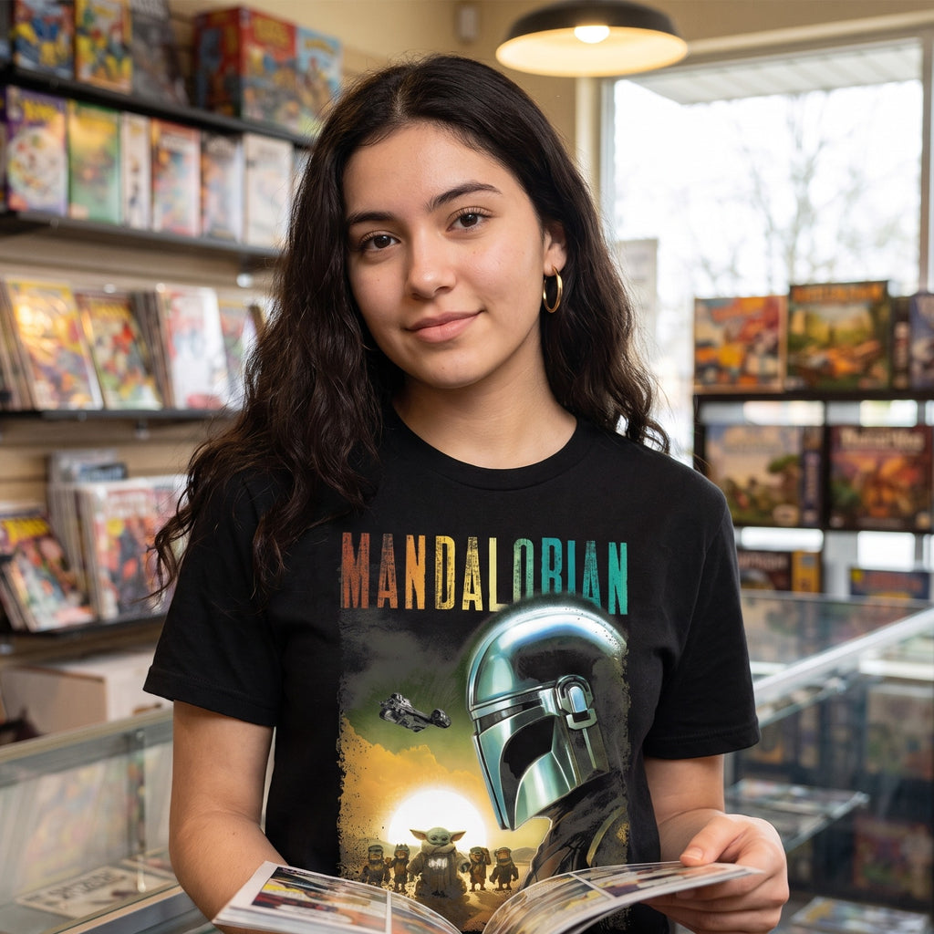 Produktbild Mando och Grogu Poster T-shirt Svart - Star Wars The Mandalorian