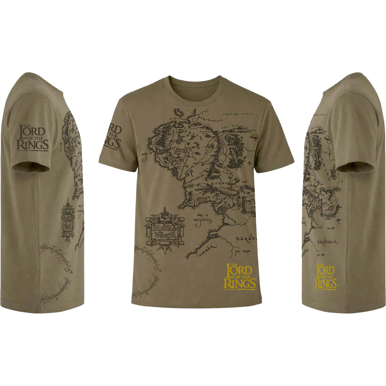 Produktbild Sagan om Ringen – Midgård karta T-shirt brun
