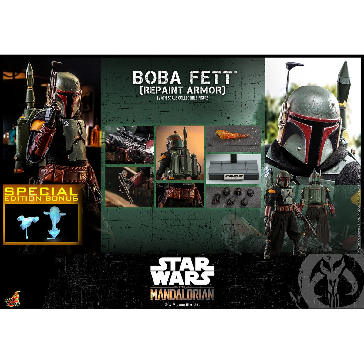 Produktbild Star Wars: The Mandalorian – Boba Fett Actionfigur 1:6 Repaint Armor Special Edition