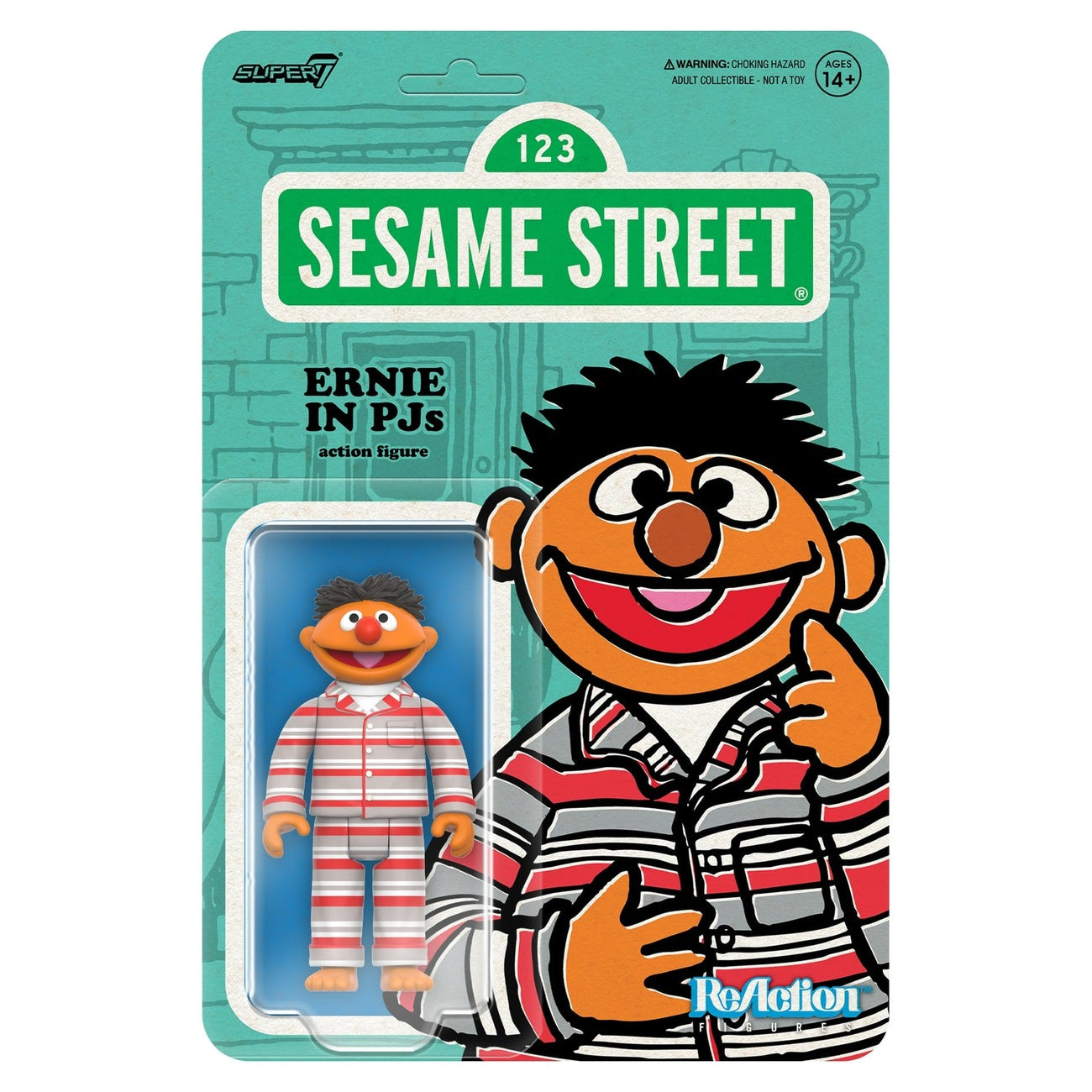 Produktbild Sesam, öppna dig ReAction actionfigur Wave 06 Ernie (pyjamas) 10 cm