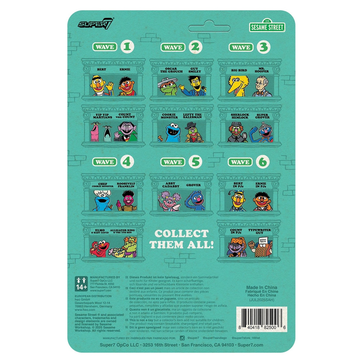 Produktbild Sesam, öppna dig ReAction actionfigur Wave 06 Ernie (pyjamas) 10 cm