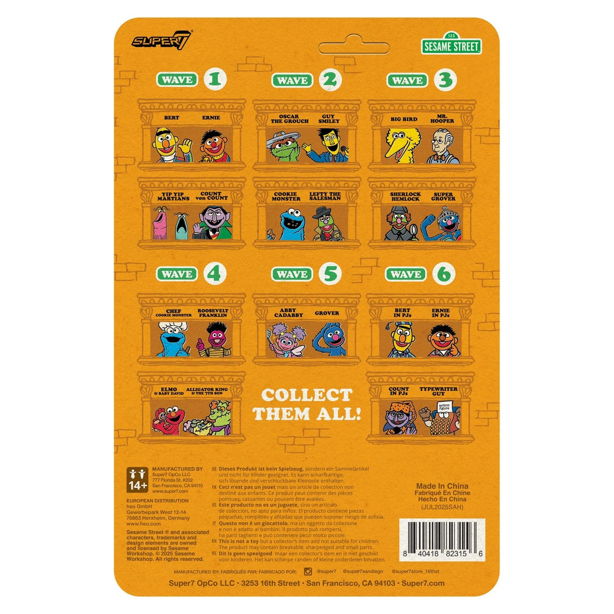 Produktbild Sesame Street ReAction actionfigur Wave 06 Bert (PJ) 10 cm