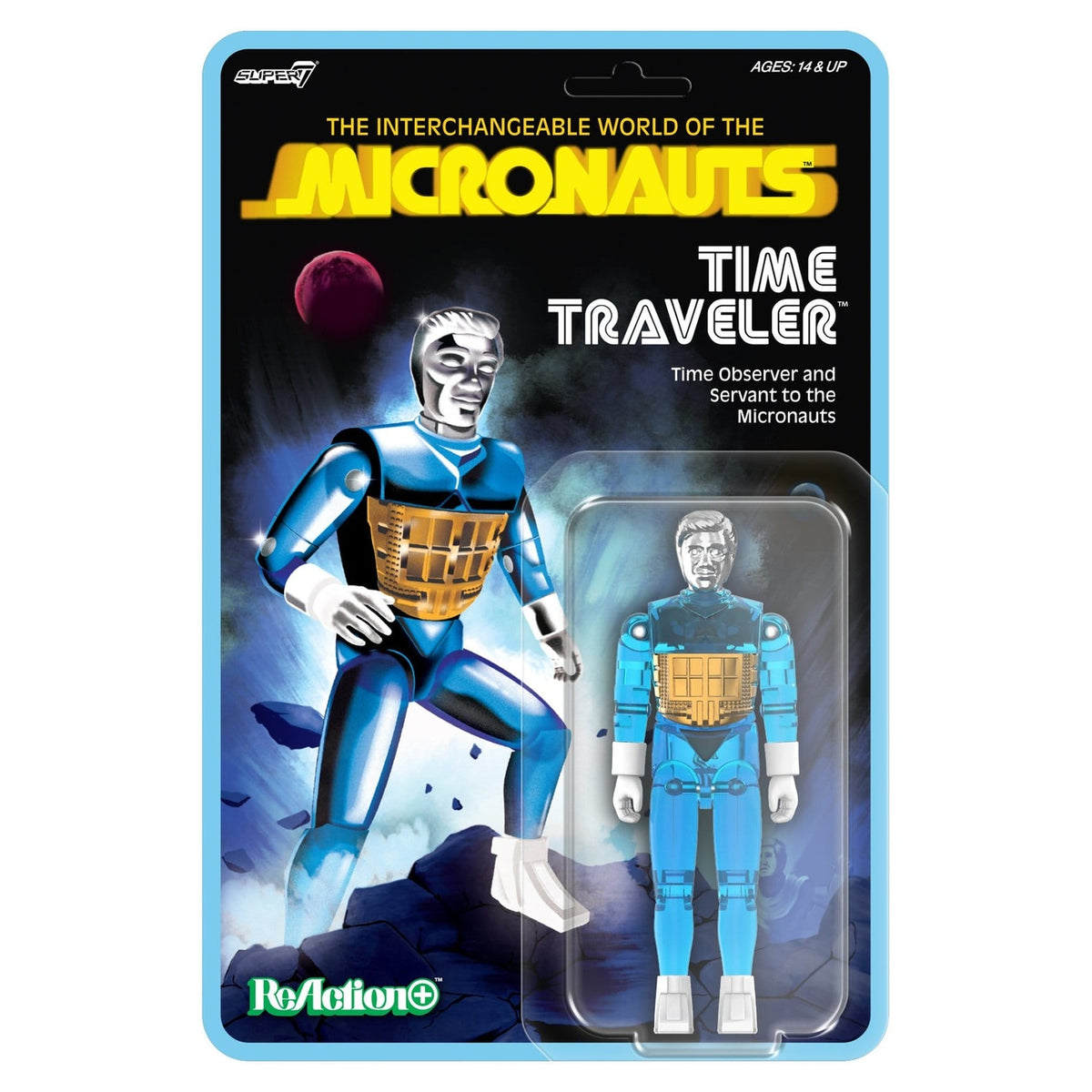 Produktbild Micronauts ReAction+ actionfigur Wave 03 Time Traveler (transparent blå) 10 cm