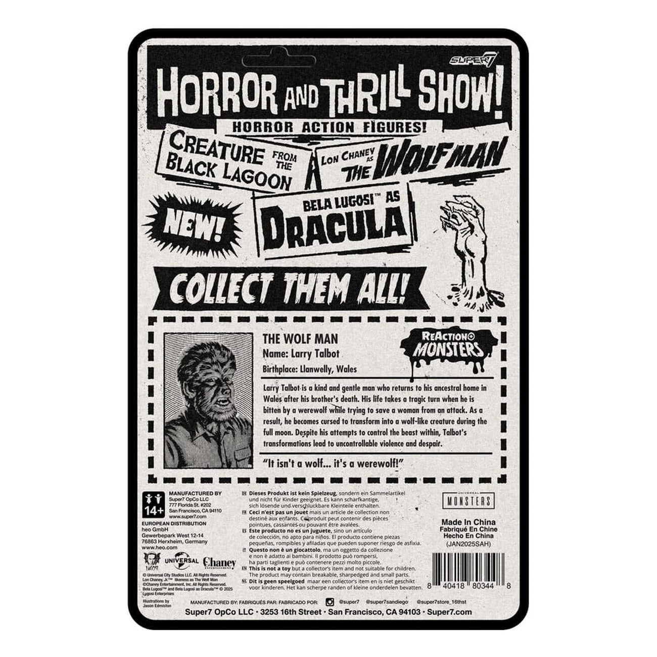 Produktbild Universal Monsters ReAction+ Actionfigur Wave 1 The Wolf Man 10 cm