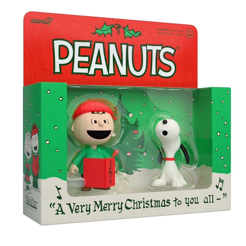 Produktbild Peanuts ReAction Actionfigurer 2-pack Charlie Brown och Snobben (Caroling) 10 cm