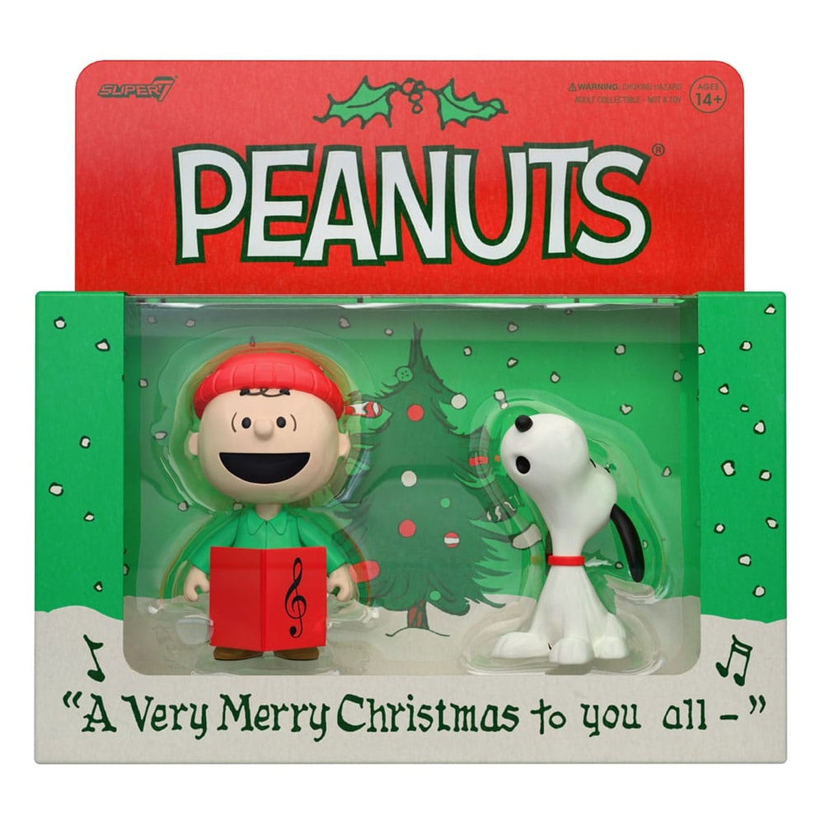 Produktbild Peanuts ReAction Actionfigurer 2-pack Charlie Brown och Snobben (Caroling) 10 cm