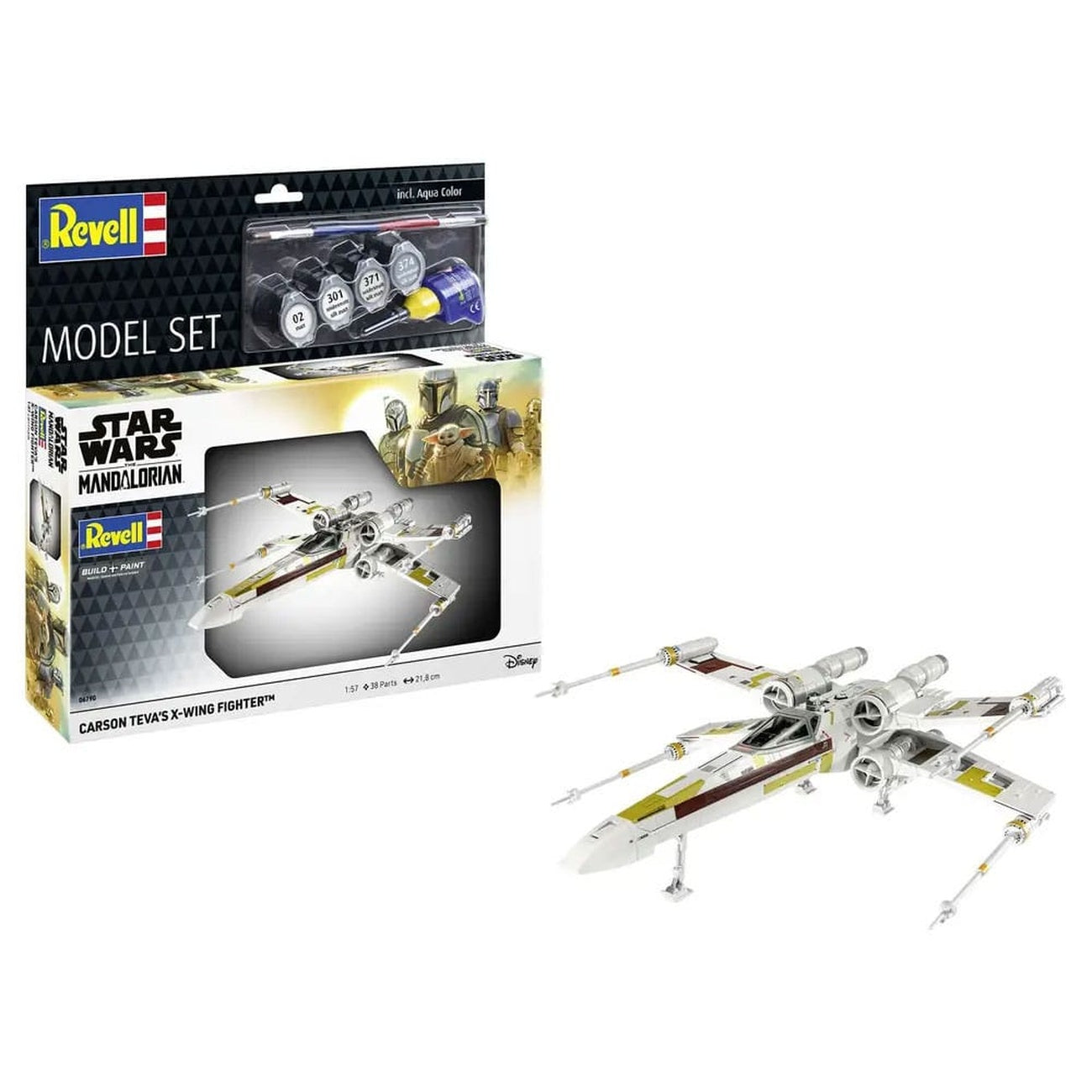 Produktbild Star Wars-modellbyggsats med bas­tillbehör 1/57 Carson Tevas X-Wing Fighter 22 cm