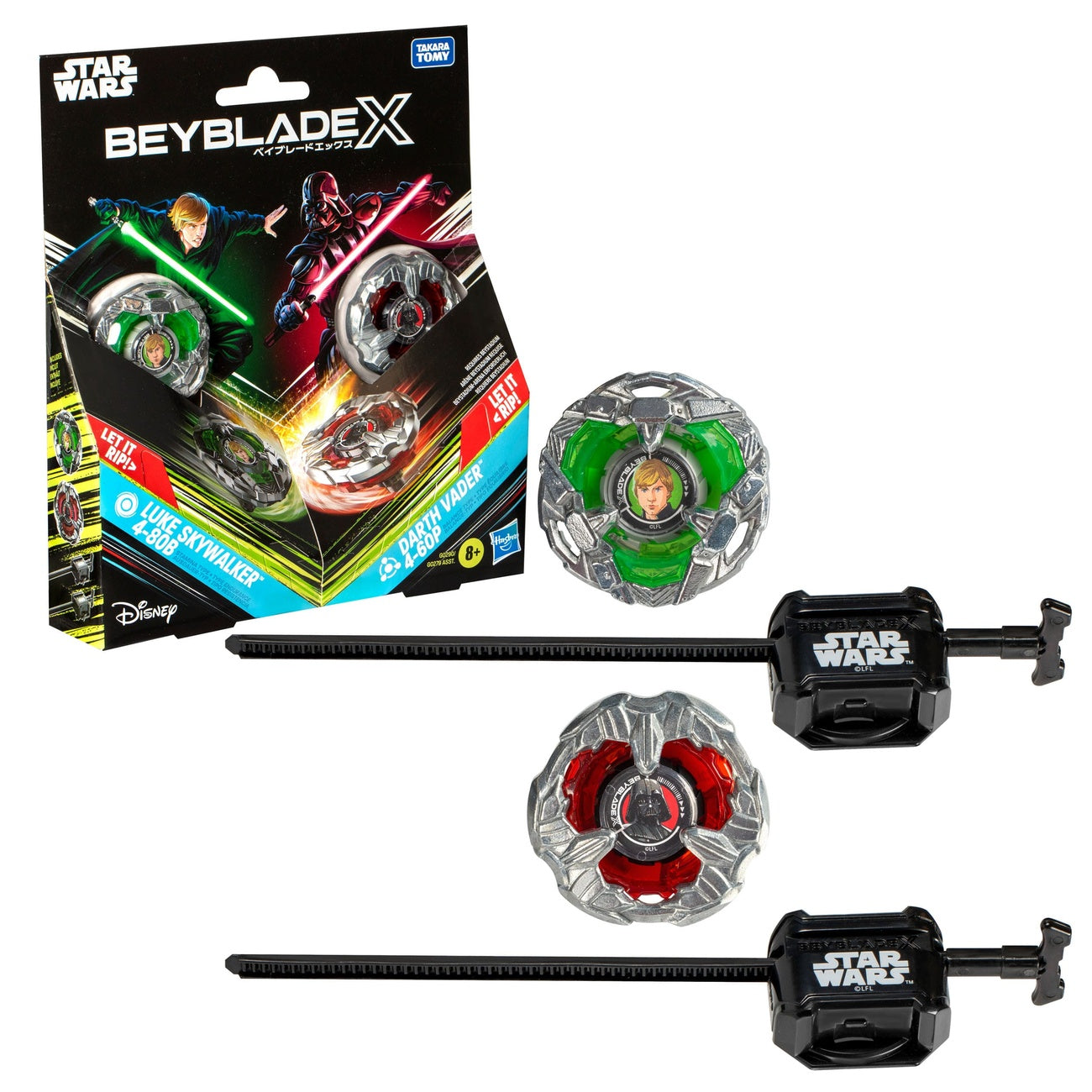 Produktbild Beyblade X och Star Wars-collab Luke Skywalker 4-80B vs Darth Vader 4-60B