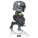 Produktbild Star Wars: The Mandalorian and Grogu POP! Rides Deluxe vinylfigur med vickande huvud The Mandalorian med Grogu i Imperial Remnant AT-RT 9 cm