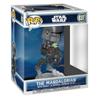 Produktbild Star Wars: The Mandalorian and Grogu POP! Rides Deluxe vinylfigur med vickande huvud The Mandalorian med Grogu i Imperial Remnant AT-RT 9 cm