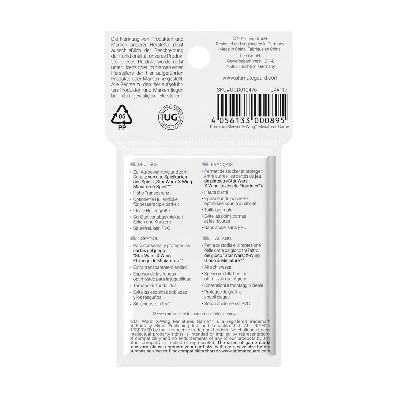 Produktbild Ultimate Guard brädspels-kortfickor (50) – X-Wing Miniatures Game