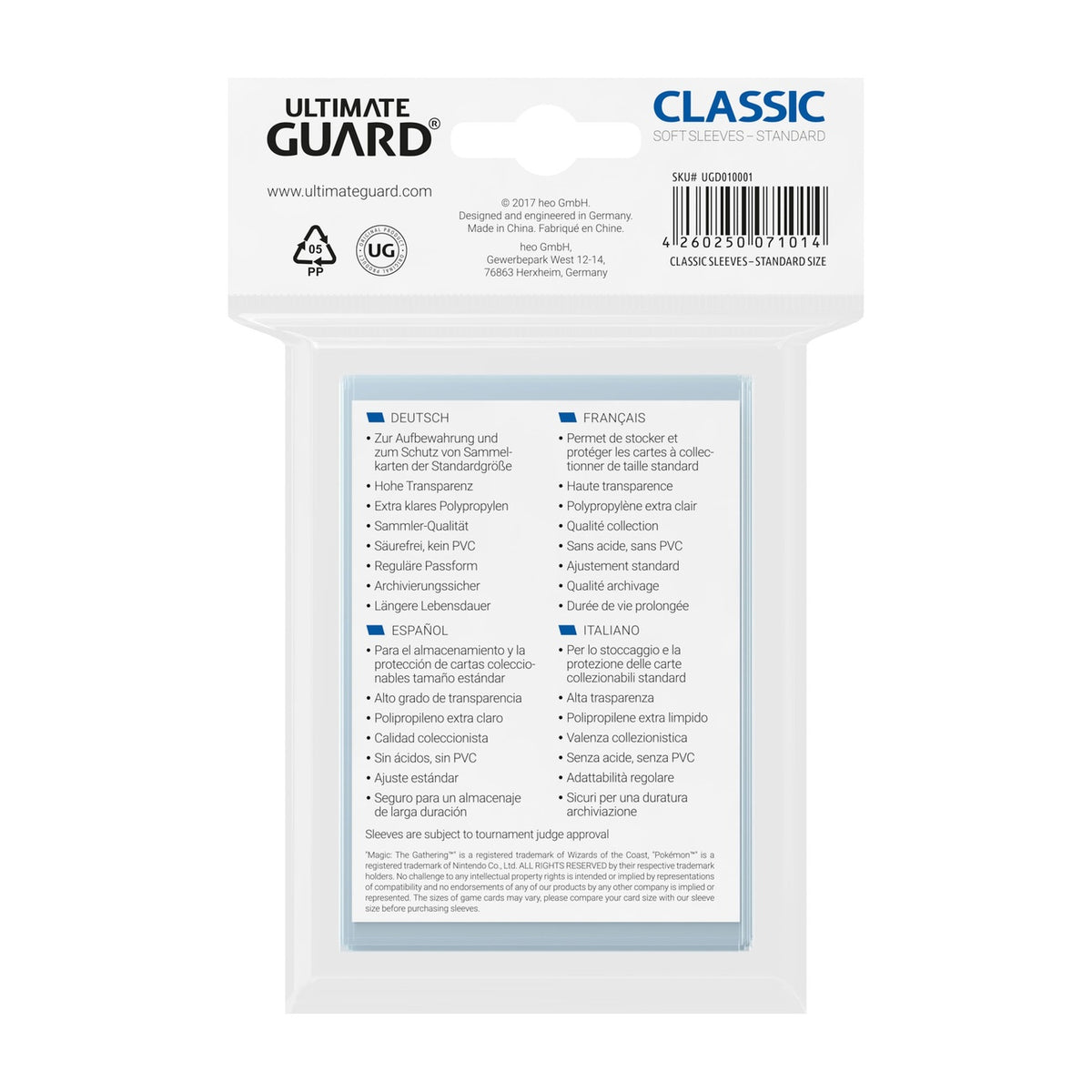 Produktbild Ultimate Guard Classic Sleeves Standardstorlek (100)