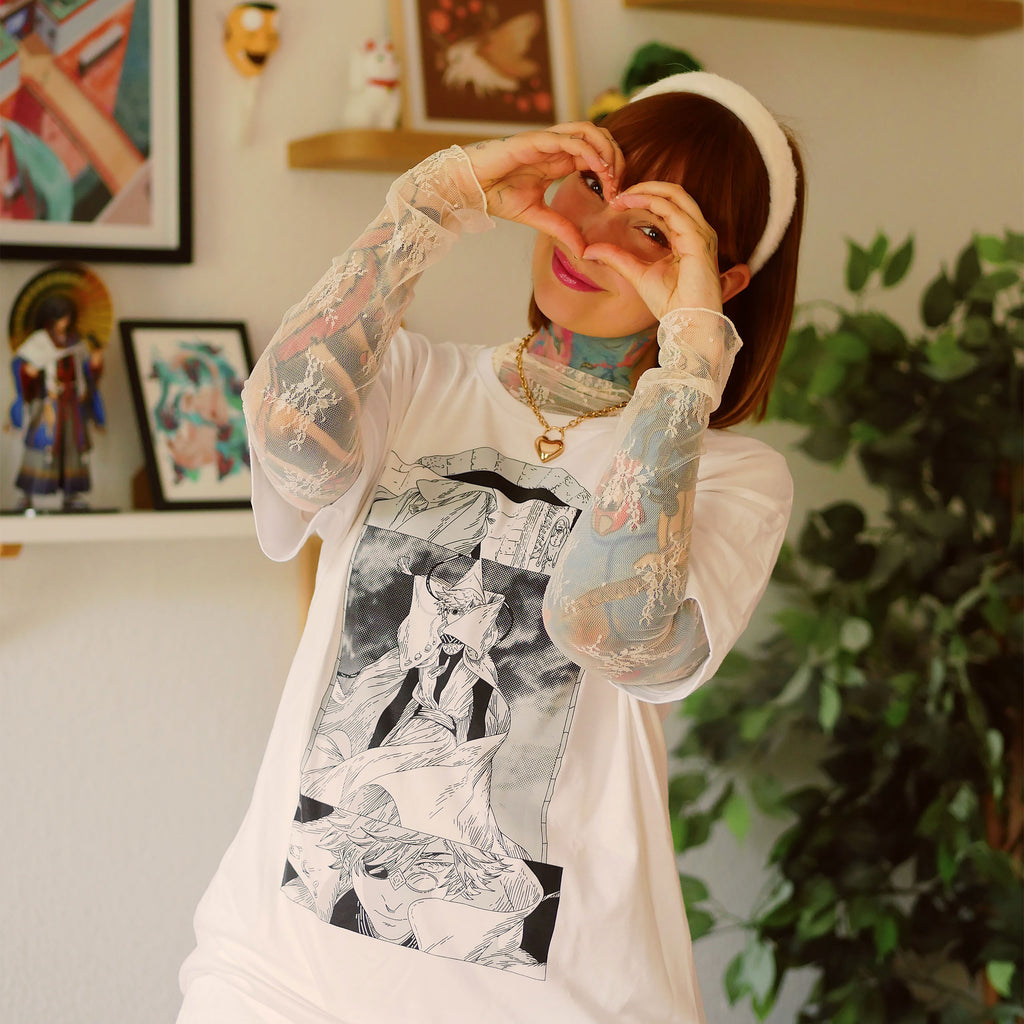 Produktbild Qifrey vit T-shirt för Atelier of Witch Hat-fans