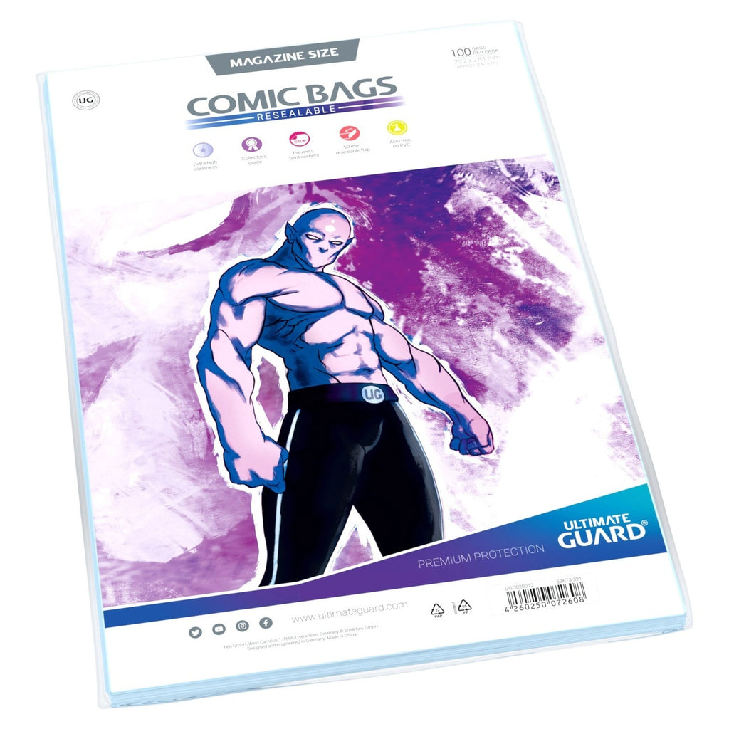 Produktbild Ultimate Guard Comic Bags återförslutningsbara Magazine Size (100)