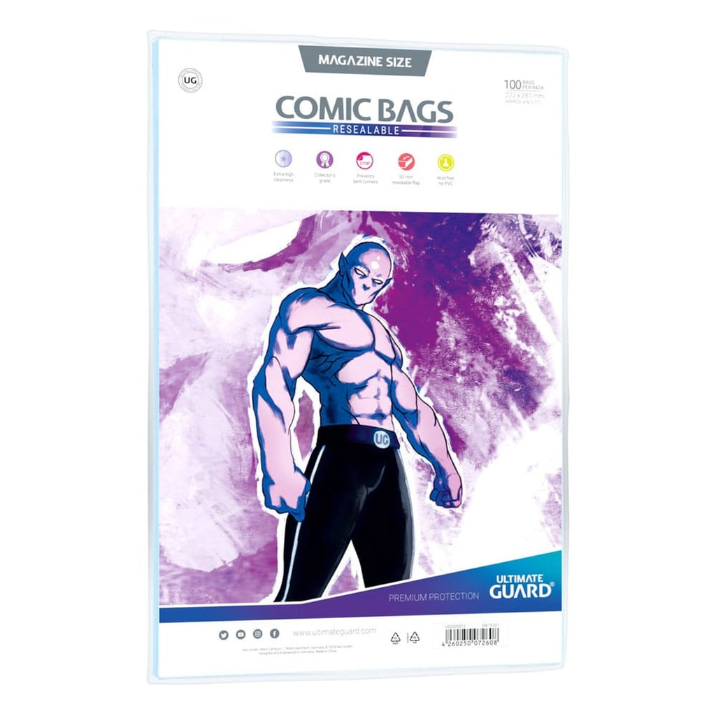 Produktbild Ultimate Guard Comic Bags återförslutningsbara Magazine Size (100)
