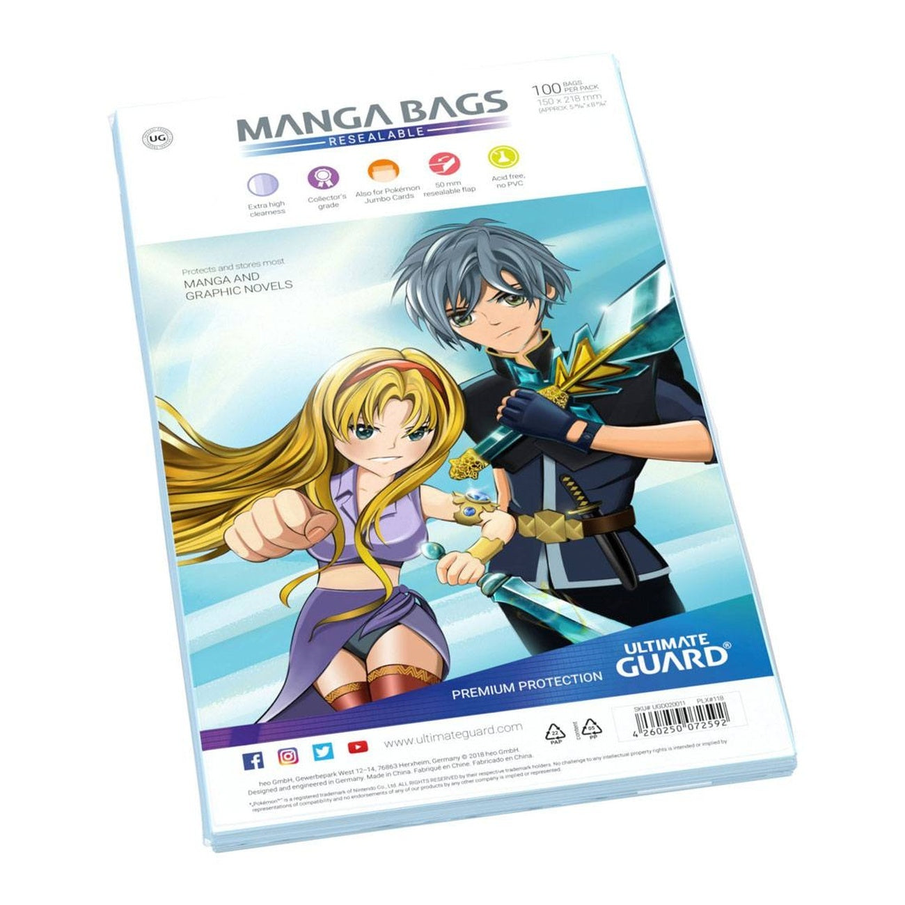 Produktbild Ultimate Guard Manga-påsar Återförslutningsbara (100)