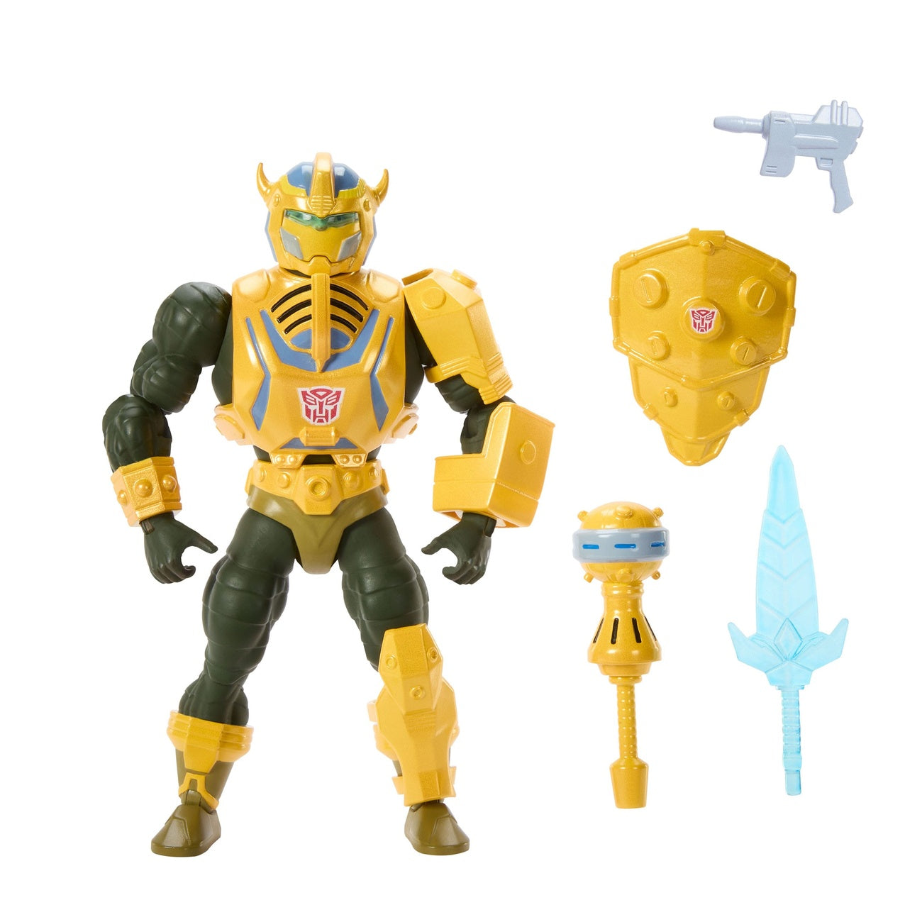 Produktbild Masters of the Universe x Transformers actionfigur Bumblebee Armor Man-At-Arms heo Europeisk Exclusive 14 cm