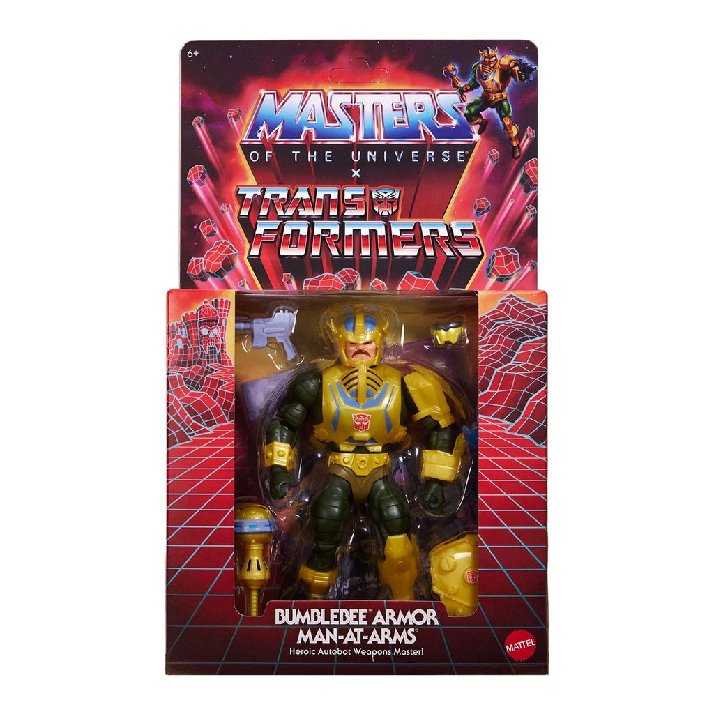 Produktbild Masters of the Universe x Transformers actionfigur Bumblebee Armor Man-At-Arms heo Europeisk Exclusive 14 cm