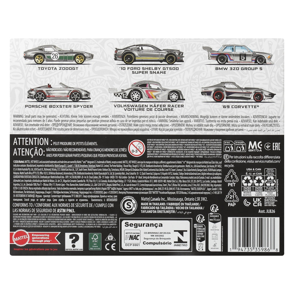 Produktbild Hot Wheels Silver Series gjutna fordon 6-pack 1/64 ZAMAC