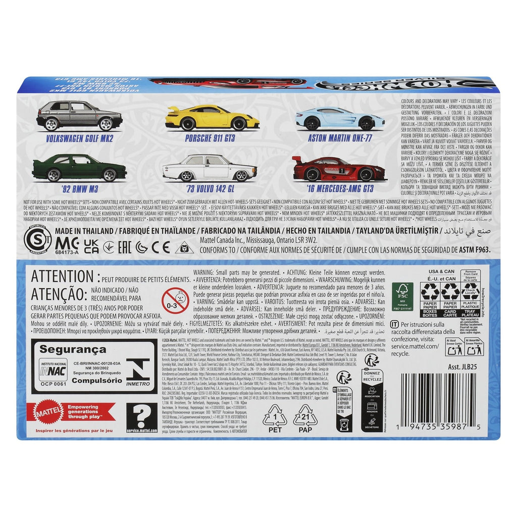 Produktbild Hot Wheels Silver Series Die-Cast-fordon 6-pack 1/64 Euro Style