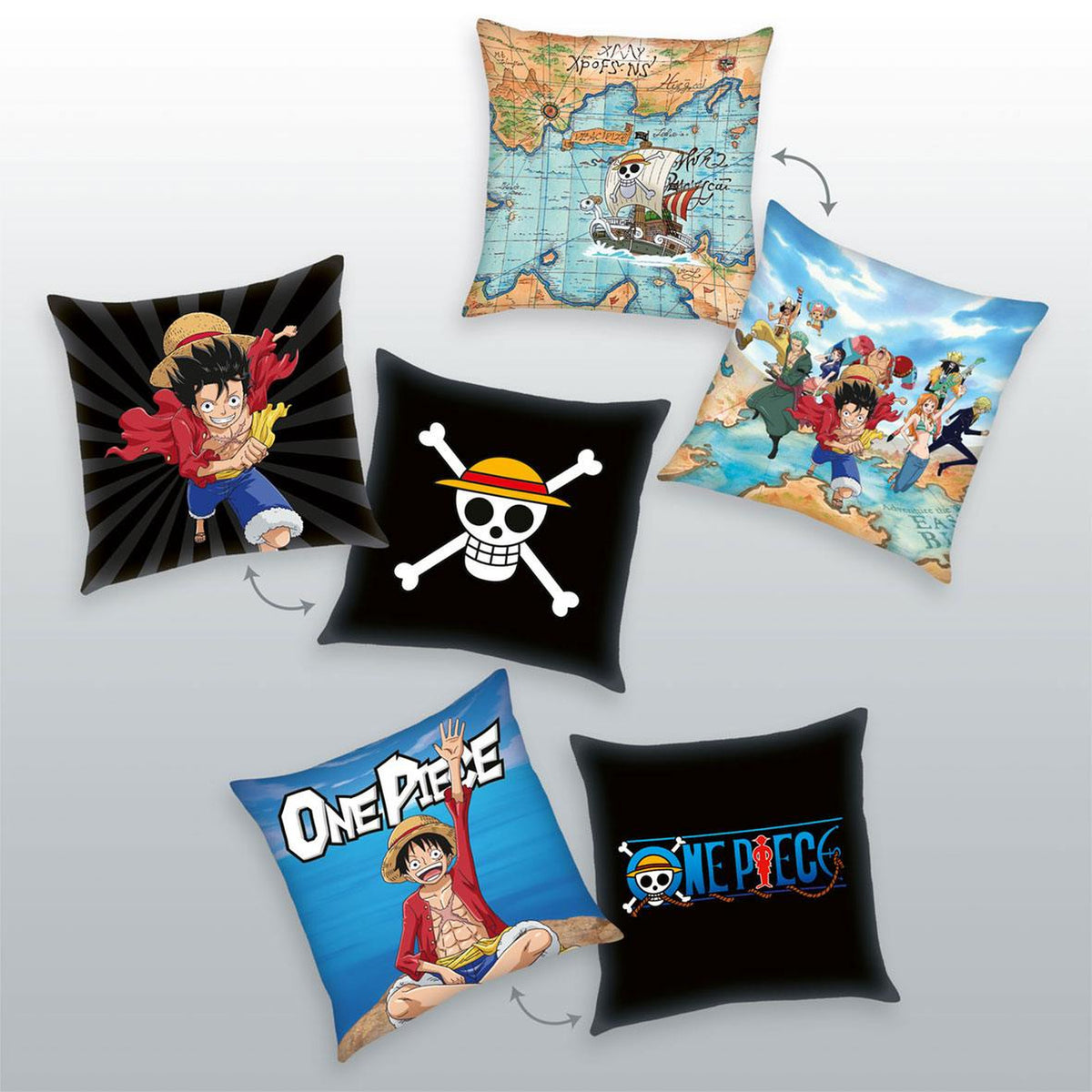 Produktbild One Piece Kuddfodral 3-pack Characters 40 x 40 cm