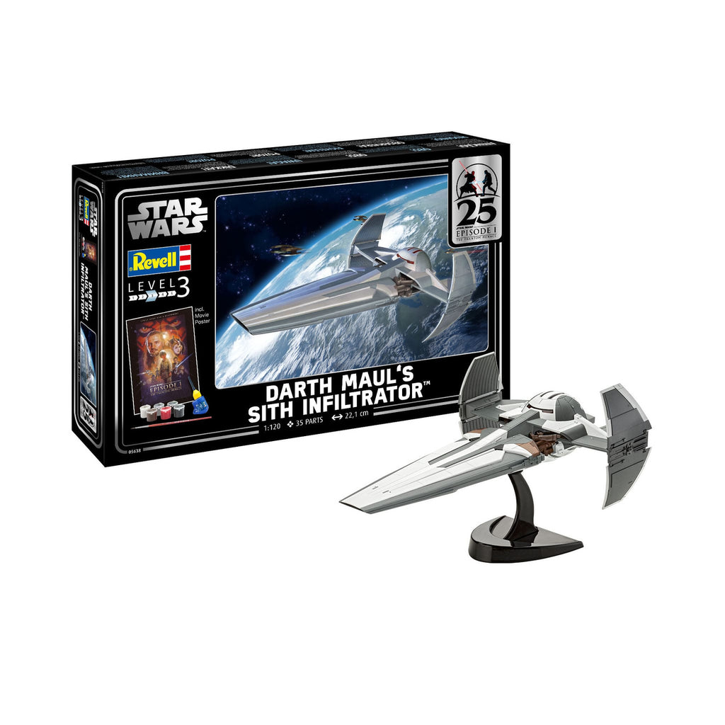 Produktbild Star Wars Episod I modellbyggsats presentset 1/120 Darth Mauls Sith Infiltrator 22 cm
