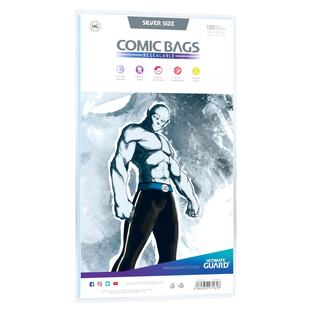 Product image Ultimate Guard Comic Bags Resealable (100) - Silver Size