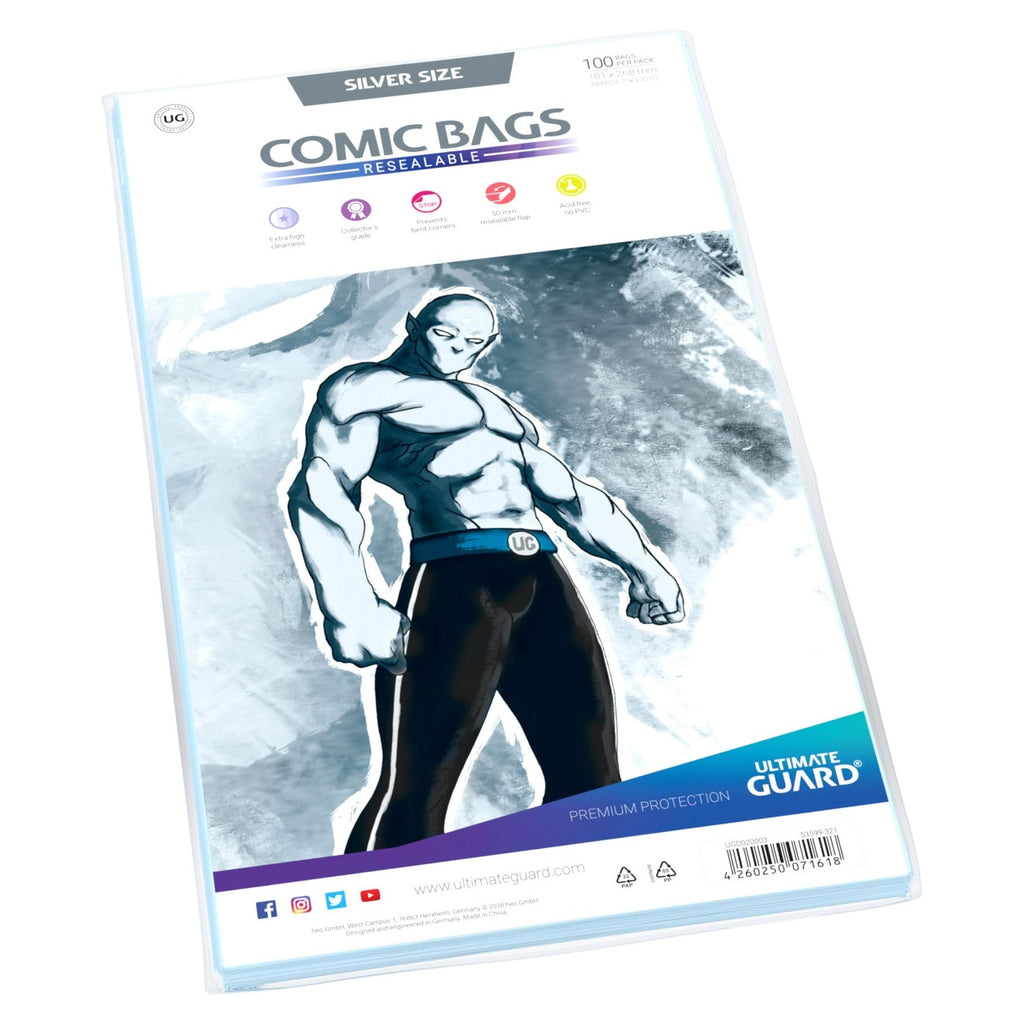 Produktbild Ultimate Guard Comic Bags återförslutningsbara (100) - Silver Size