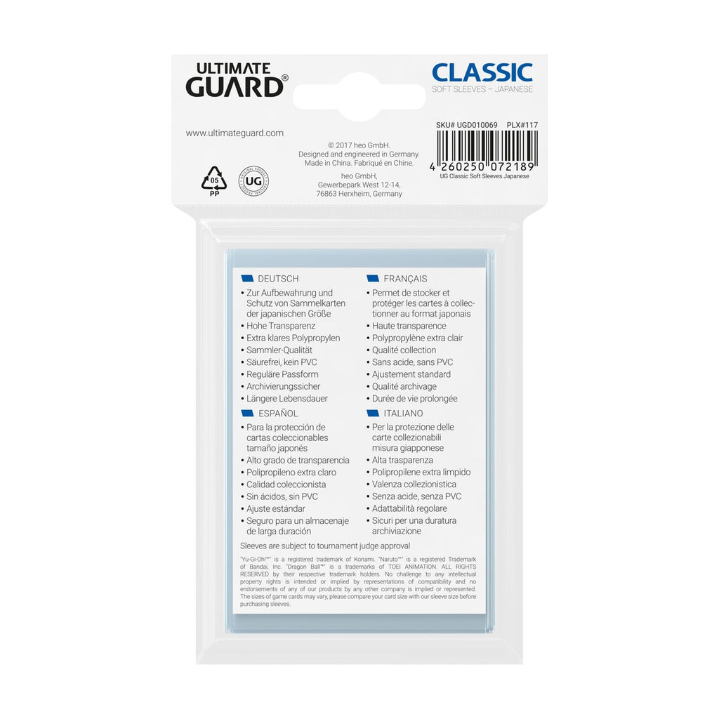 Produktbild Ultimate Guard Classic Sleeves japansk storlek (100)