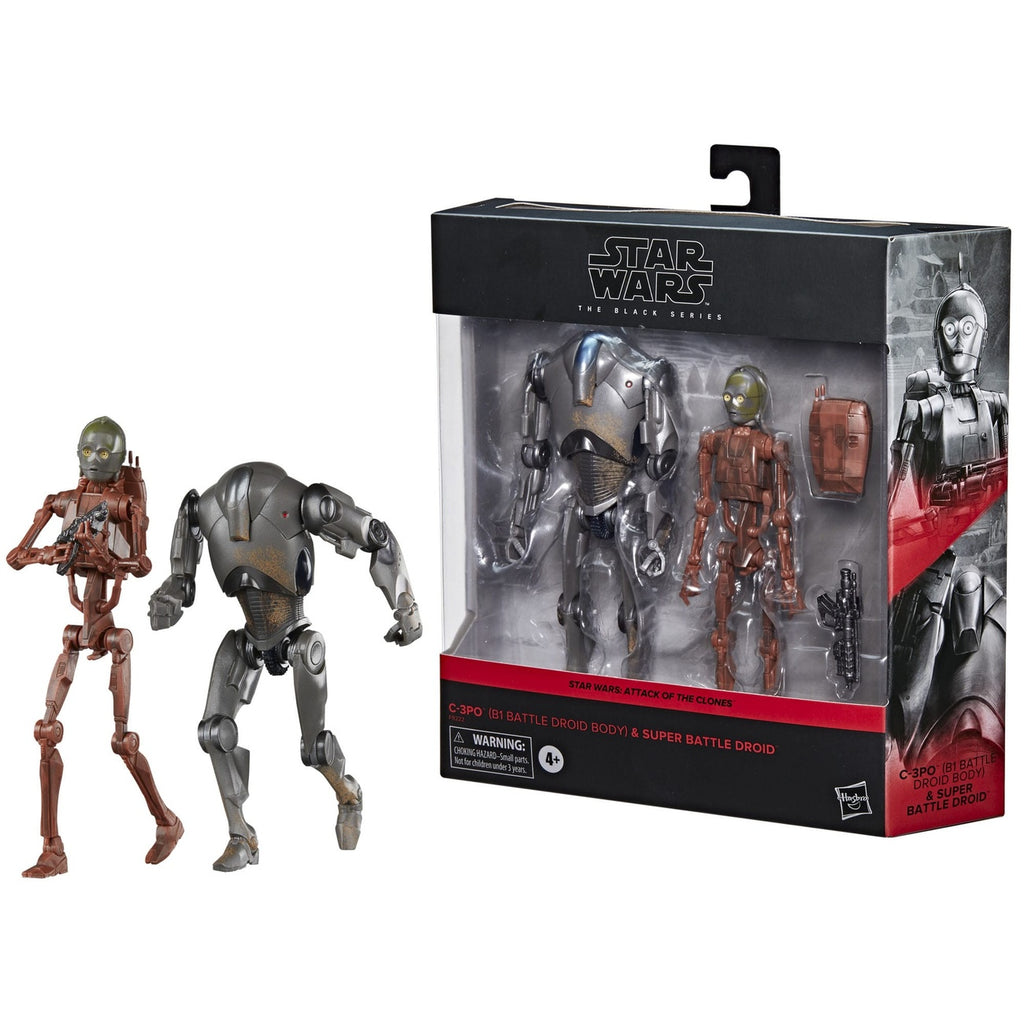 Produktbild Star Wars Episod II Black Series 2-pack actionfigurer C-3PO (B1 Battle Droid-kropp) & Super Battle Droid 15 cm