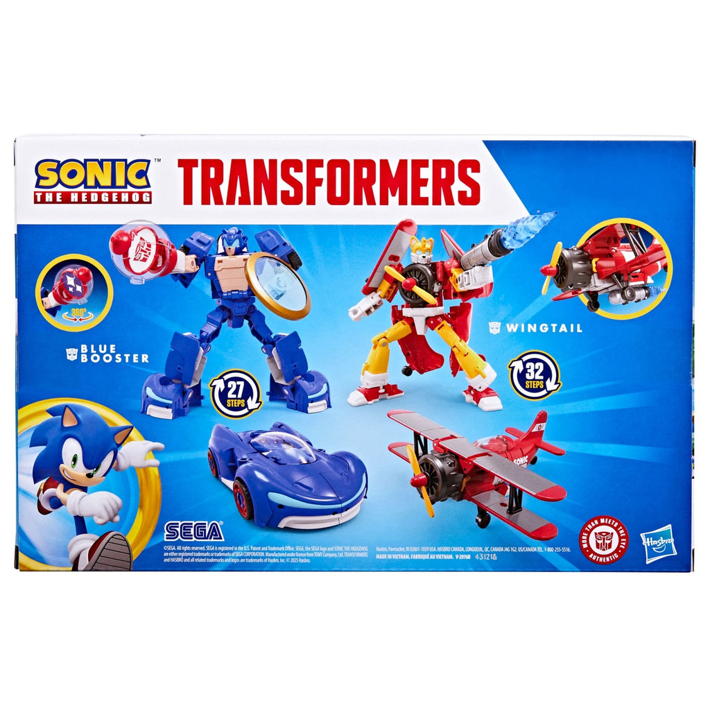 Produktbild Sonic the Hedgehog x Transformers 2-pack actionfigurer Wingtail & Blue Booster 13 cm