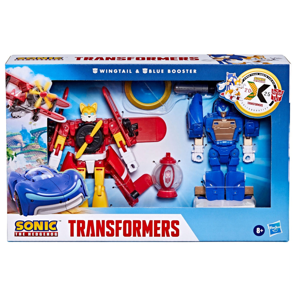 Produktbild Sonic the Hedgehog x Transformers 2-pack actionfigurer Wingtail & Blue Booster 13 cm