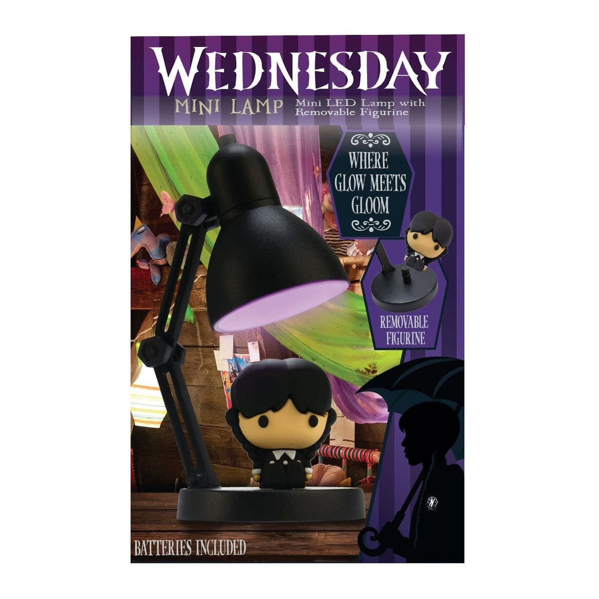 Produktbild Wednesday mini LED-lampa med figur 10 cm