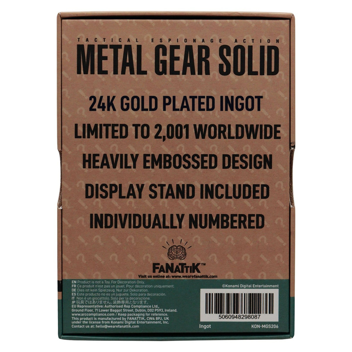 Produktbild Metal Gear Solid 2 Metallstav Raiden 24k Gold Plated Limited Edition