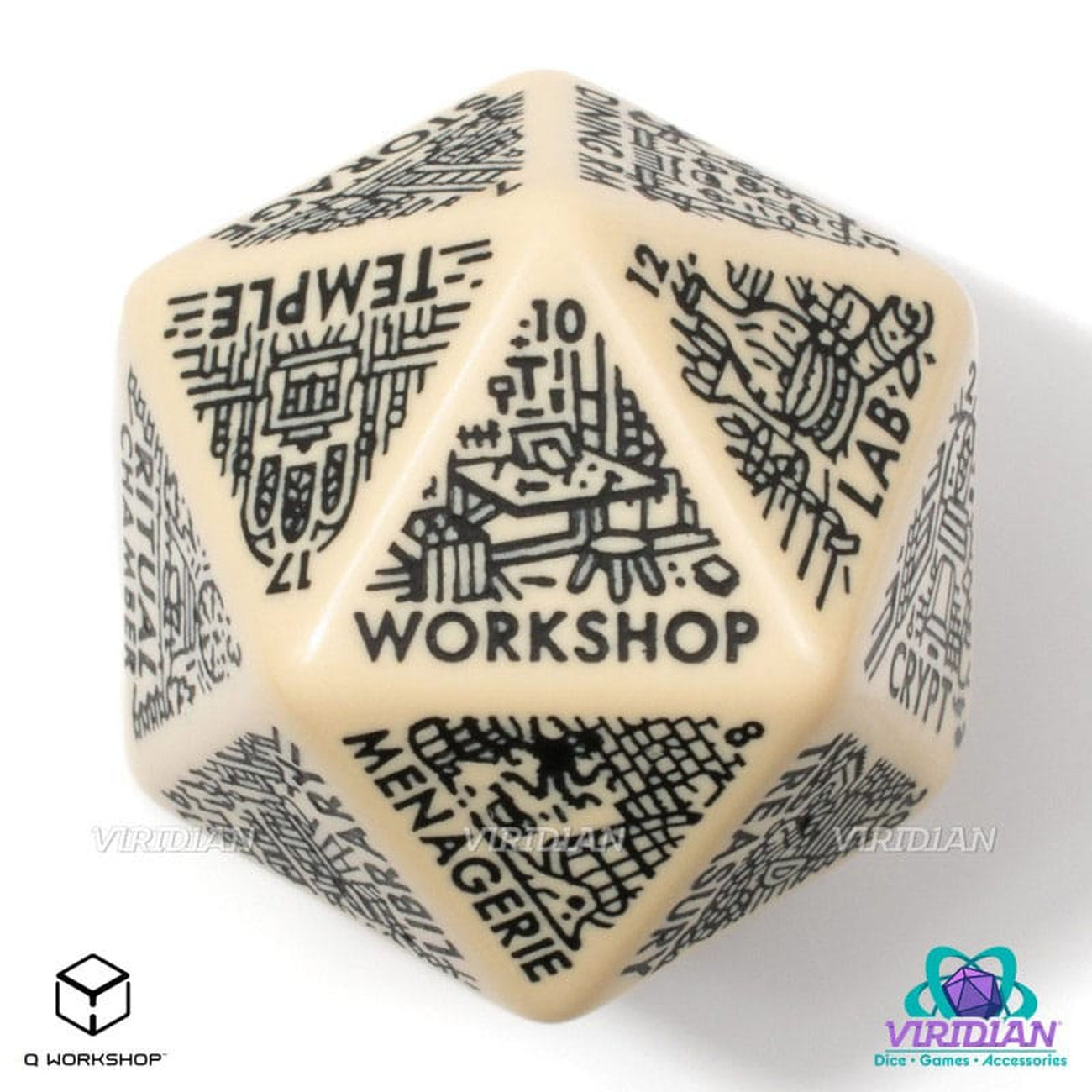 Produktbild Viridian Tärning Jumbo Tärning Dungeon Room Generator D20 Beige