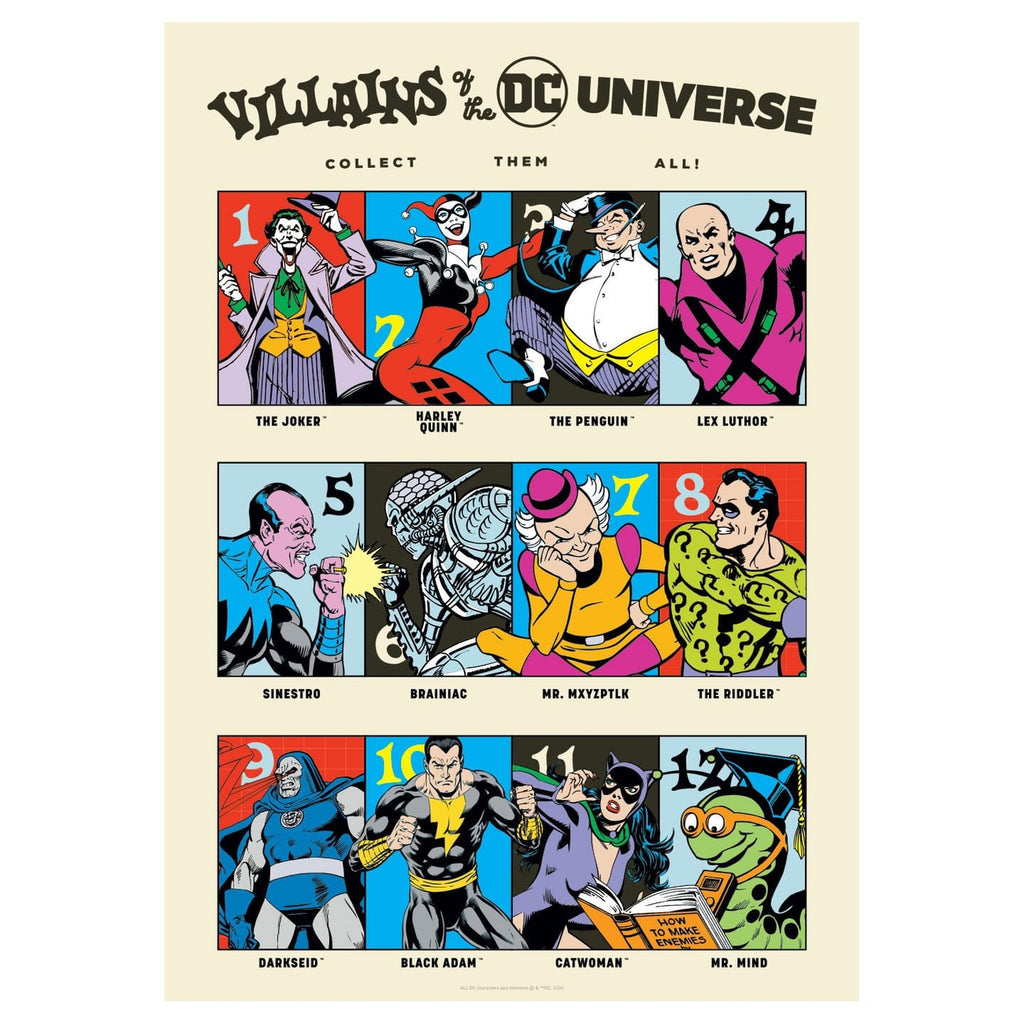 Produktbild DC Comics konsttryck 90th Anniversary Villains Limited Edition 42 x 30 cm