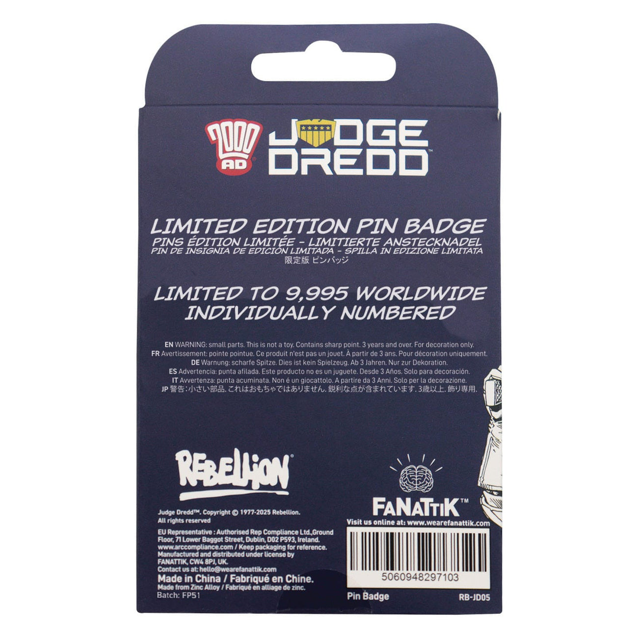 Produktbild 2000 AD Pin-märke Judge Dredd You're Next Punk Limited Edition