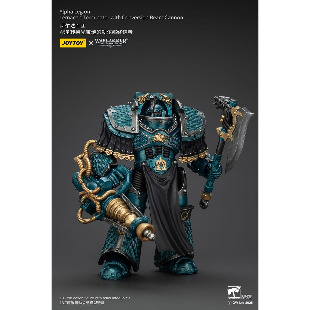 Produktbild Warhammer The Horus Heresy actionfigur Alpha Legion Lernaean Terminator med Conversion Beam Cannon 20 cm