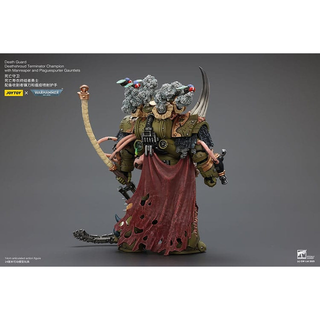 Produktbild Warhammer 40K Actionfigur 1/18 Death Guard Deathshroud Terminator Champion med Manreaper och Plaguespurter Gauntlets 14 cm