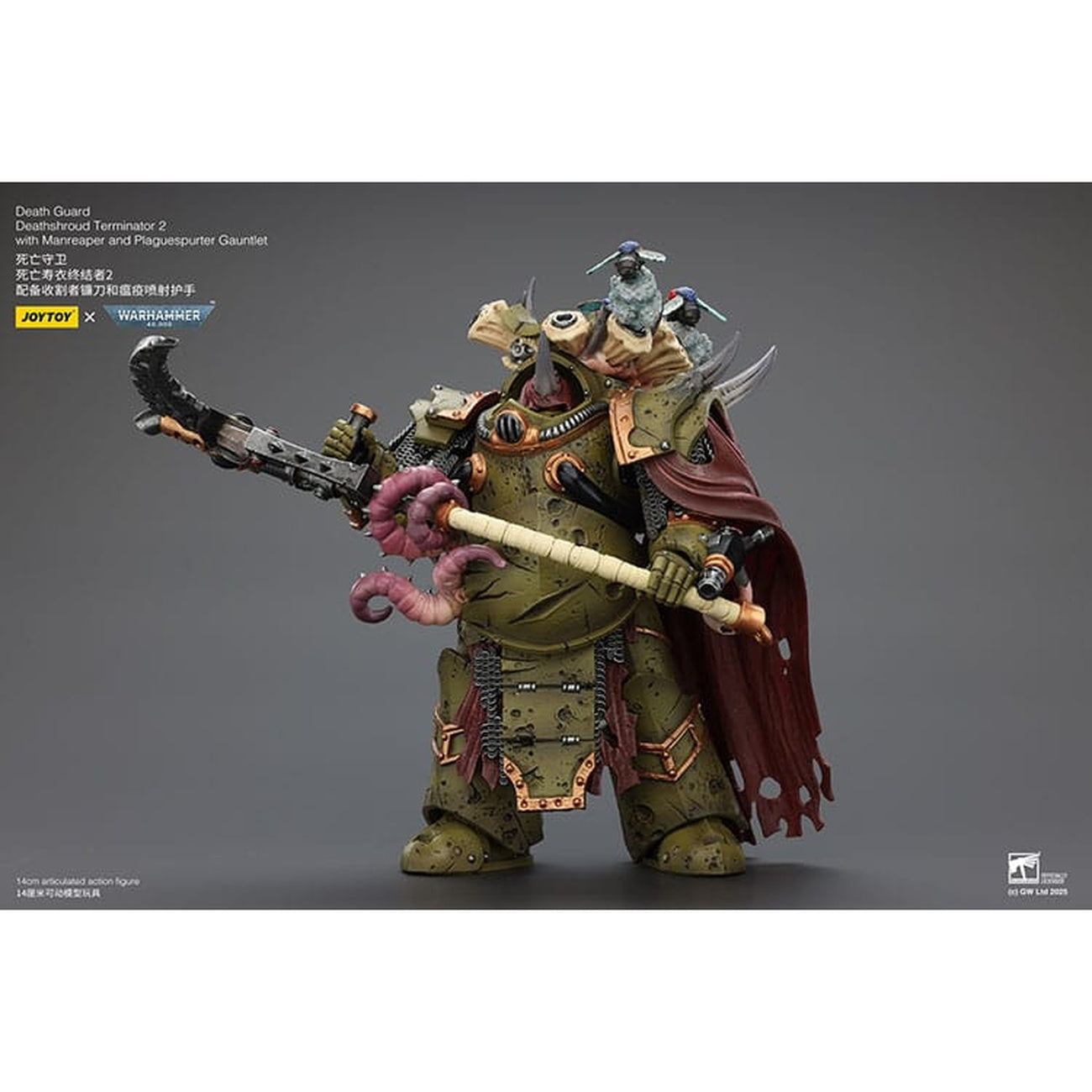 Product image Warhammer 40k Action Figure 1/18 Death Guard Deathshroud Terminator 2 with Manreaper and Plaguespurter Gauntlet 14 cm
