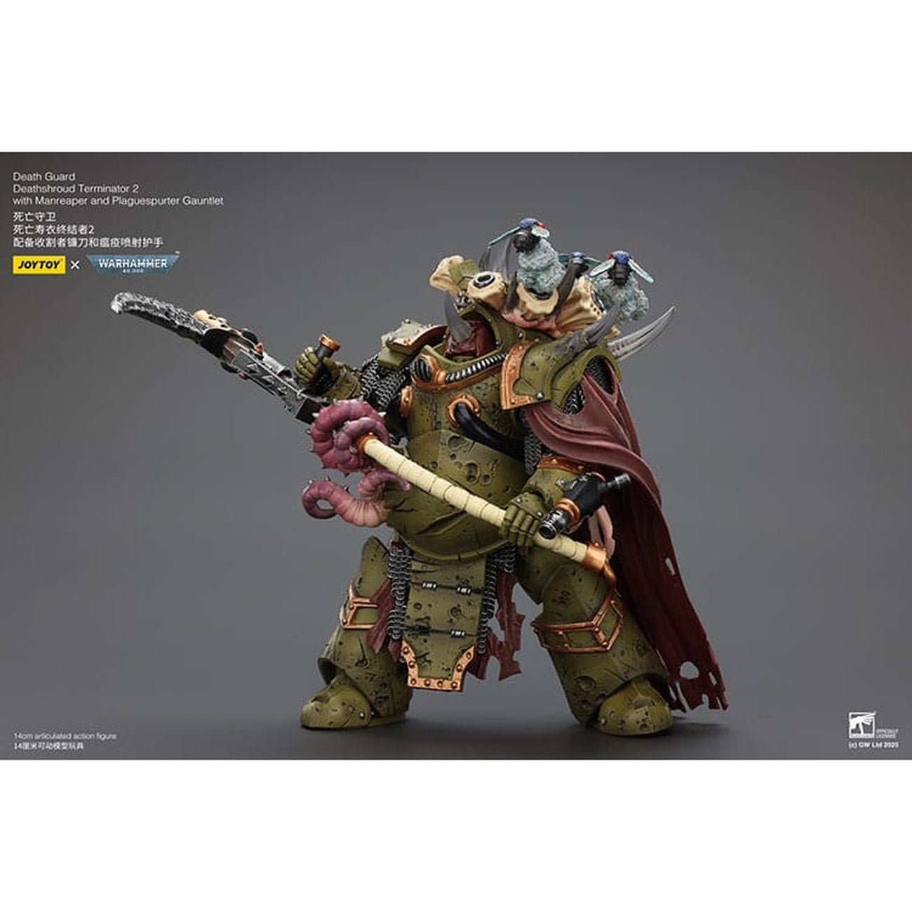 Product image Warhammer 40k Action Figure 1/18 Death Guard Deathshroud Terminator 2 with Manreaper and Plaguespurter Gauntlet 14 cm