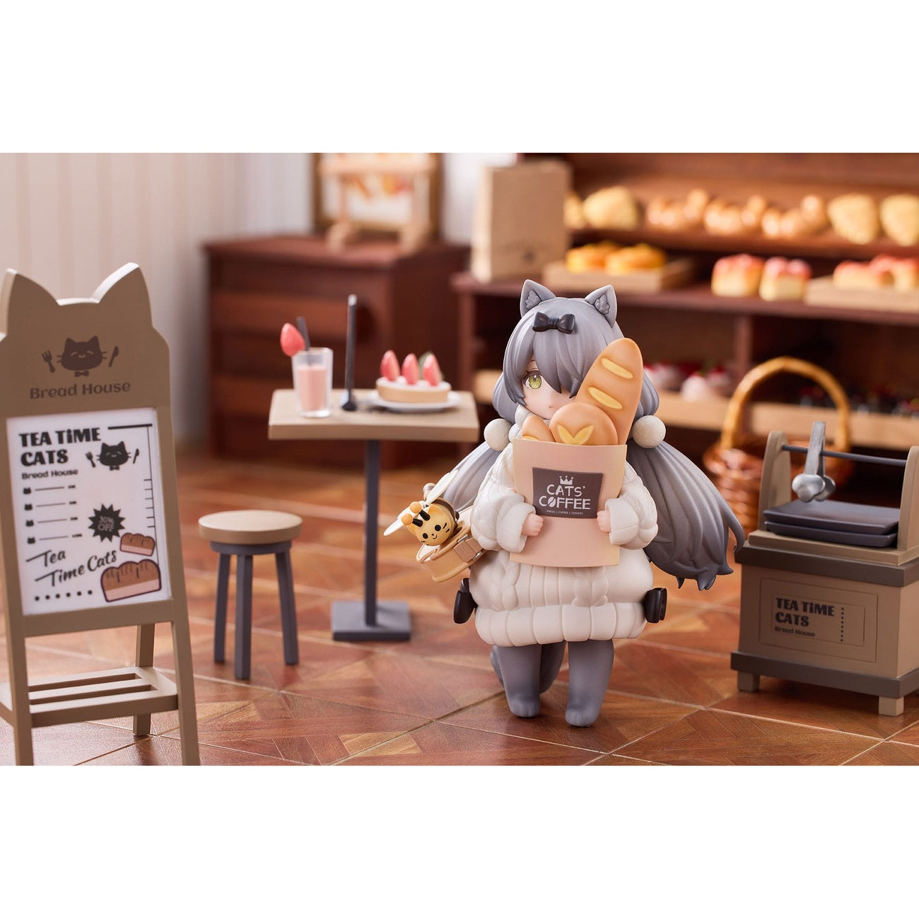 Produktbild Decorated Life Collection PVC-staty Ett Tea Time Cats - Cat Town Bakery Staff & Customer Set 12 cm